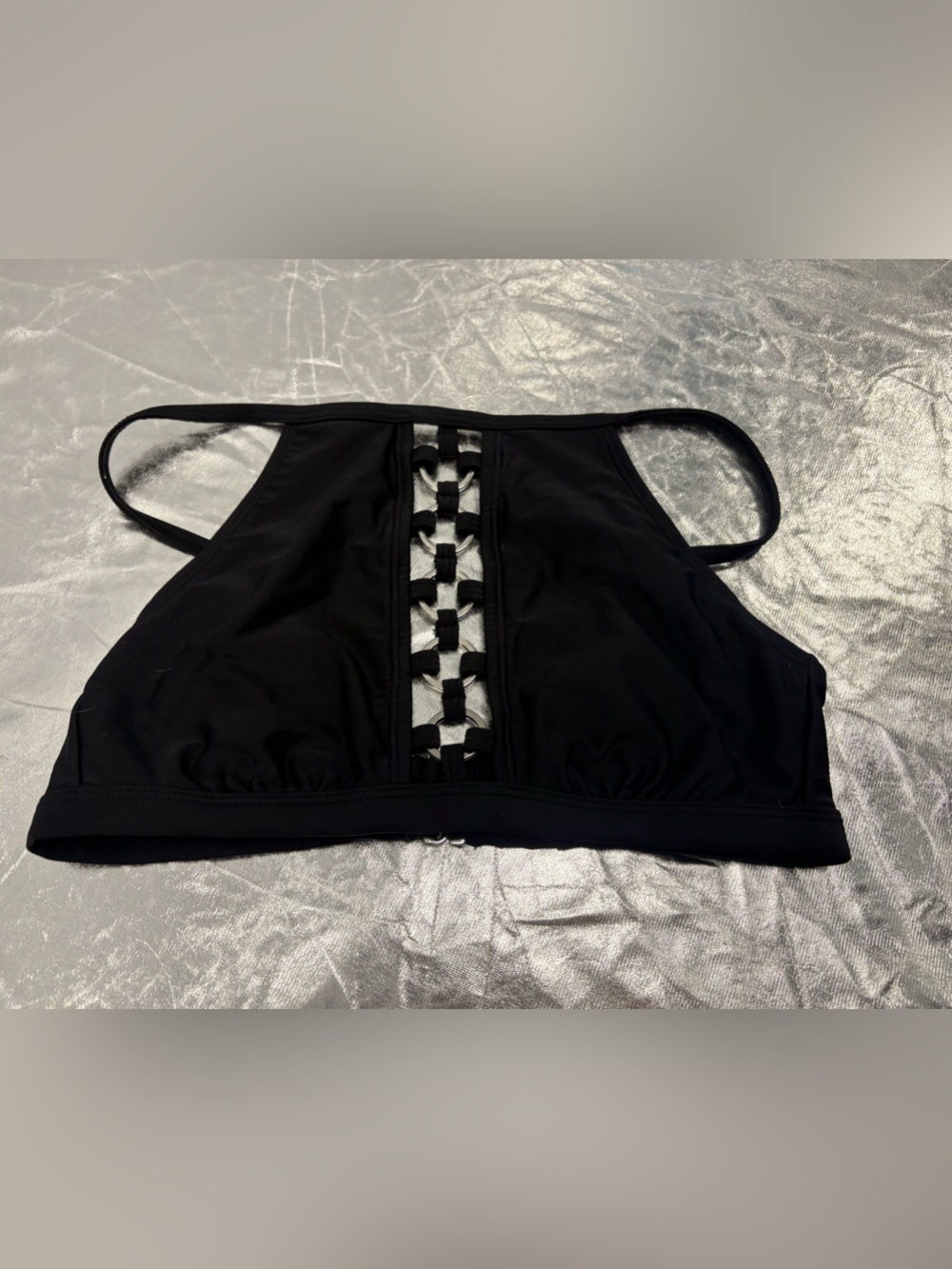 Adore Me Black Metal Ring Bikini Top